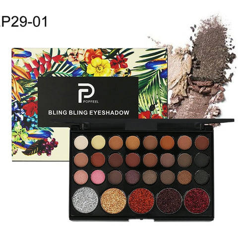 POPFEEL Glitter Eyeshadow Galaxy Palette Natural Makeup Eyeshadow Bright/Warm Eye Makeup Glam Eyeshadow Base Nude Eyeshadow Set