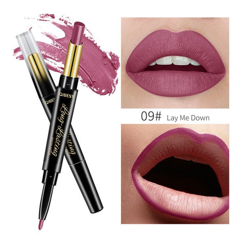 QIBEST 2 In 1 Double Head  Lip Liner Pencils Lipstick Waterproof Long Lasting moisturizing Pigments Nude Color TSLM1
