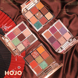 HOJO 9 Colors Shimmer Matte Eyeshadow Palette Makeup Classic Shiny Glitter Luxury Nude Eye Shadow Pigmented Eyeshadow Powder Kit
