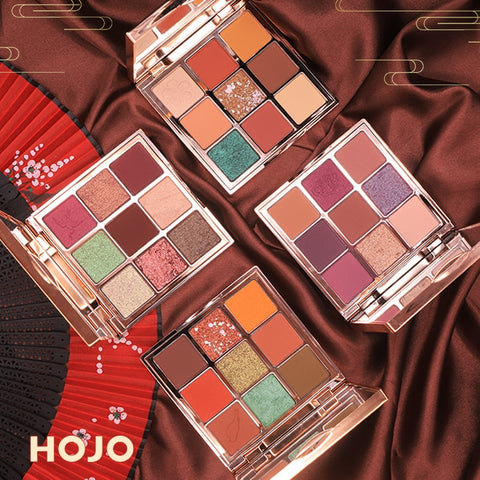 HOJO 9 Colors Shimmer Matte Eyeshadow Palette Makeup Classic Shiny Glitter Luxury Nude Eye Shadow Pigmented Eyeshadow Powder Kit