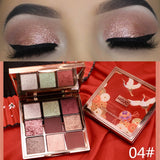 HOJO 9 Colors Shimmer Matte Eyeshadow Palette Makeup Classic Shiny Glitter Luxury Nude Eye Shadow Pigmented Eyeshadow Powder Kit