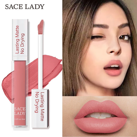 SACE LADY 19 Color Waterproof Matte Lipstick Long Lasting  Lipsticks Lip Sticks Easy to Wear Matte Makeup Lipstick Cosmetic