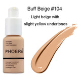 Phoera 30ml Face Foundation Base Makeup Matte Oil Control Concealer Full Coverage Liquid Foundation Cream Cosmetics Maquiagem