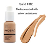 Phoera 30ml Face Foundation Base Makeup Matte Oil Control Concealer Full Coverage Liquid Foundation Cream Cosmetics Maquiagem