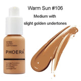 Phoera 30ml Face Foundation Base Makeup Matte Oil Control Concealer Full Coverage Liquid Foundation Cream Cosmetics Maquiagem
