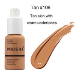Phoera 30ml Face Foundation Base Makeup Matte Oil Control Concealer Full Coverage Liquid Foundation Cream Cosmetics Maquiagem