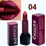 CmaaDu Metal Makeup Lip Stick Waterproof Long Lasting Shimmer Glitter Matte Lipstick Sexy Red Nude Lipsticks Pigment Cosmetics