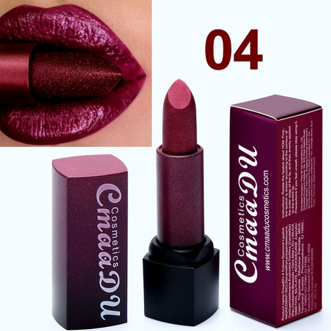 CmaaDu Metal Makeup Lip Stick Waterproof Long Lasting Shimmer Glitter Matte Lipstick Sexy Red Nude Lipsticks Pigment Cosmetics